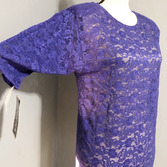 Vintage Sheer Madness Purple Lace Top - Picture 4 of 4